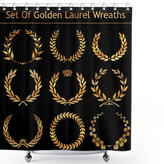 Personality  Set Of Golden Laurel Wreaths Shower Curtains