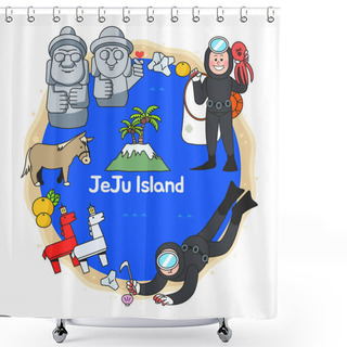 Personality  Beautiful Attraction Of Jeju Island In South Korea Include Dol Ha Reu Bang Shower Curtains