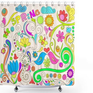 Personality  Colorful Spring Doodle Shower Curtains