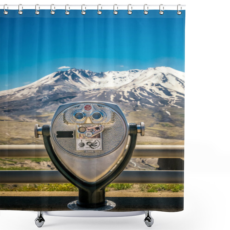 Personality  Binoculars At Mt. St. Helens Shower Curtains
