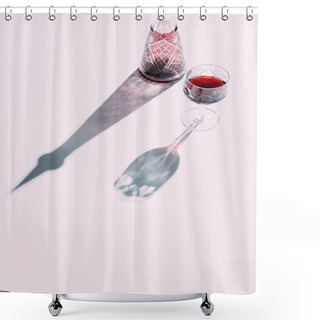 Personality  Glass And Carafe With Wine Shower Curtains