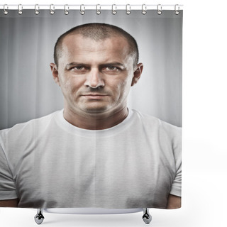 Personality  Menacing Man Portrait Shower Curtains
