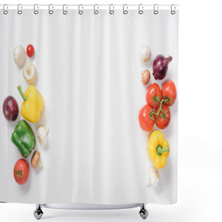 Personality  Top View Of Ripe Vegetables Isolated On White Shower Curtains