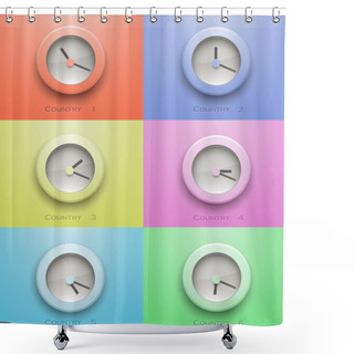 Personality  Clock Icon Button, Vector Illustration  Shower Curtains