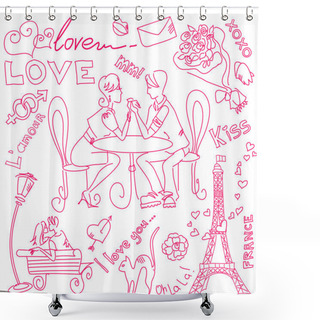 Personality  Valentine Doodles Shower Curtains