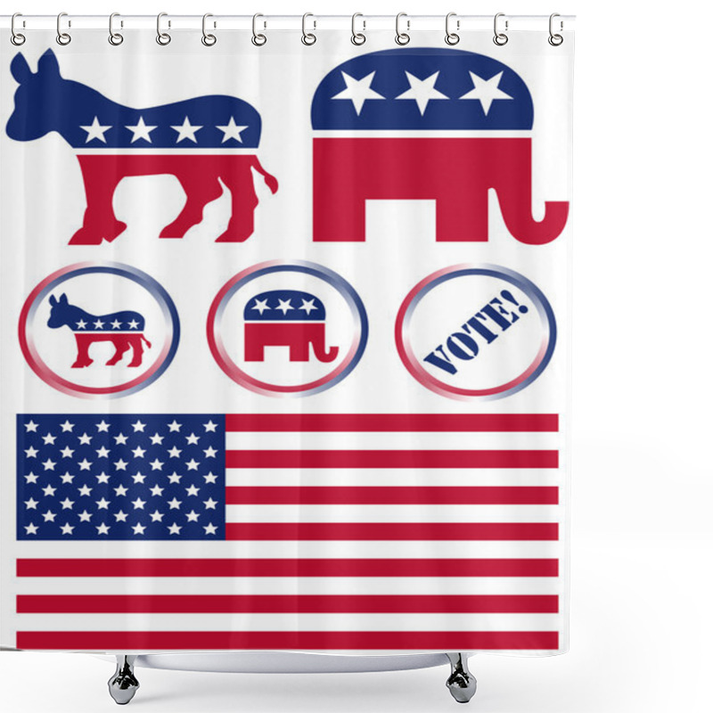 Personality  Set Of United States Political Party Symbols Shower Curtains