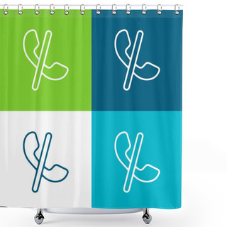 Personality  Auricular Blocked Call Sign With A Slash Flat Four Color Minimal Icon Set Shower Curtains