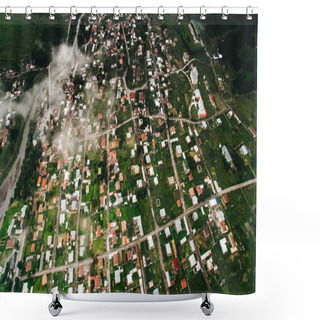 Personality  City In Green Mountains Shower Curtains