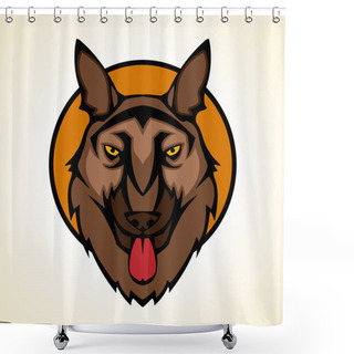 Personality  Vector Illustration Of A Dog Head Snapping Set Inside Circle. Shower Curtains