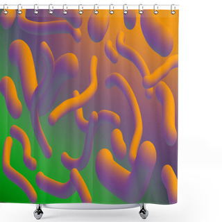 Personality  Neon Colorful Background With Abstract Figures, Horizontal Orientation. 3D Image Shower Curtains