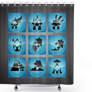 Personality  Disasters Icon Set Vector  Illustration  Shower Curtains
