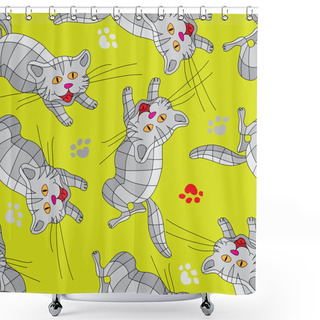 Personality  Multi-colored Cats. Shower Curtains