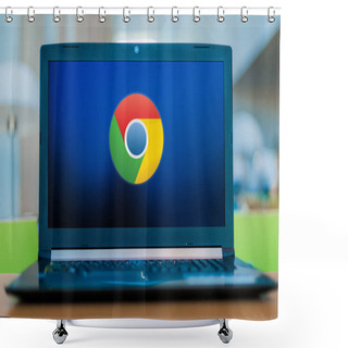 Personality  Laptop Computer Displaying Logo Of Google Chrome Shower Curtains