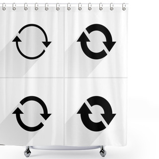 Personality  4 Arrow Icon Refresh, Rotation, Reset, Repeat, Reload Sign Set Shower Curtains
