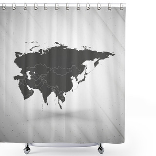 Personality  Eurasia Map On Gray Background, Grunge Texture Vector Illustration Shower Curtains
