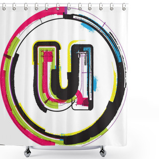 Personality  Colorful Grunge Font LETTER U Shower Curtains