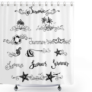 Personality  Set Of Summer Design Elements Shower Curtains
