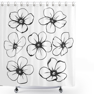 Personality  Beautiful Monochrome Black And White Floral Collection With Leaves And Flowers. Shower Curtains