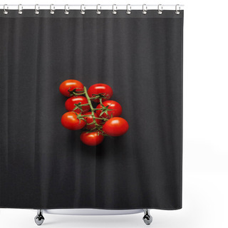 Personality  Top View Of Organic And Fresh Cherry Tomatoes On Black Shower Curtains