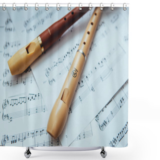 Personality  Recorders With Music Notes Shower Curtains