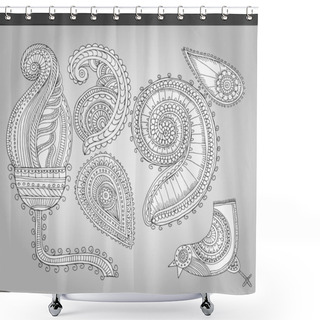 Personality  Fantastic Flowers In Folk Style. Vector Illustration Shower Curtains