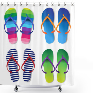 Personality  Summer Colorful Flip Flops Set With Gradient Mesh, Vector Illustration Shower Curtains