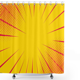 Personality  Pop Art Retro Comic. Yellow Background. Lightning Blast Halftone Dots. Cartoon Vs. Vector Shower Curtains