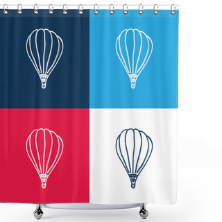 Personality  Air Balloon Blue And Red Four Color Minimal Icon Set Shower Curtains