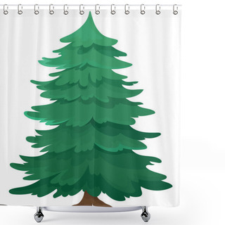 Personality  Holiday Tree Isolated On White Background. Conifer In Cartoon Style. Shower Curtains
