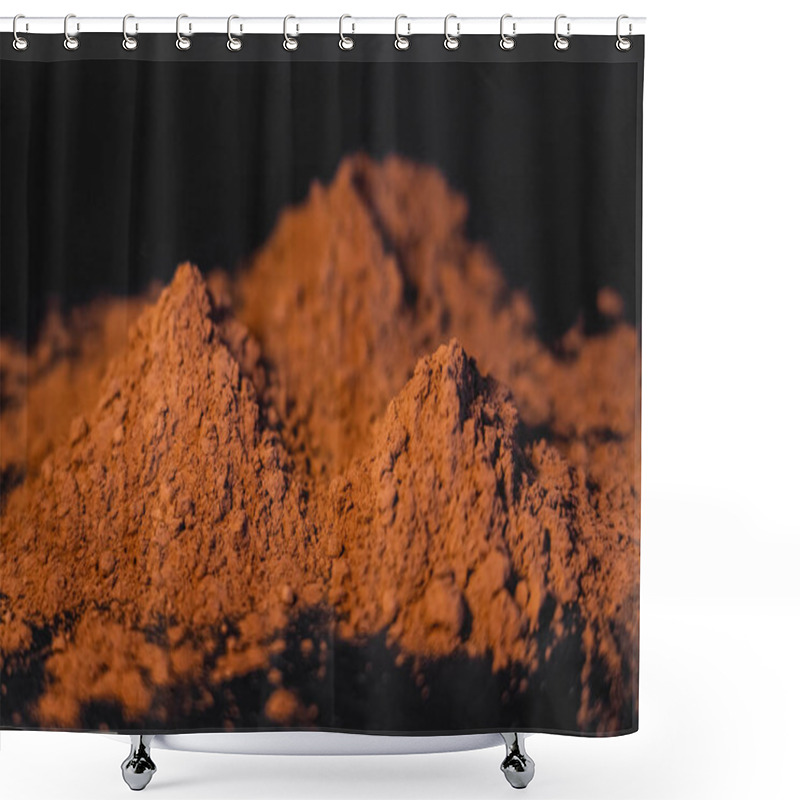 Personality  Close up view of dry cocoa powder on black background  shower curtains