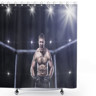 Personality  Ultimate Mma Fighter In A Octagon Cage Shower Curtains