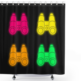 Personality  Binocular Four Color Glowing Neon Vector Icon Shower Curtains
