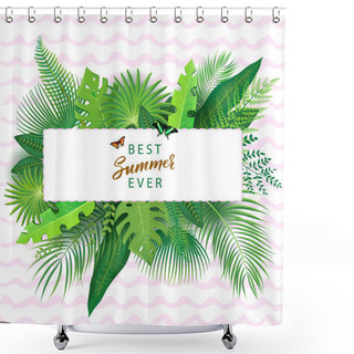 Personality  Tropical Leaves And Brush Lettering  Shower Curtains