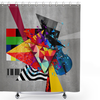 Personality  Futuristic Abstract Cello Shower Curtains