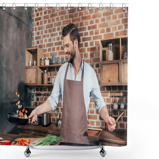 Personality  Young Man Cooking Shower Curtains