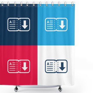 Personality  Book Blue And Red Four Color Minimal Icon Set Shower Curtains