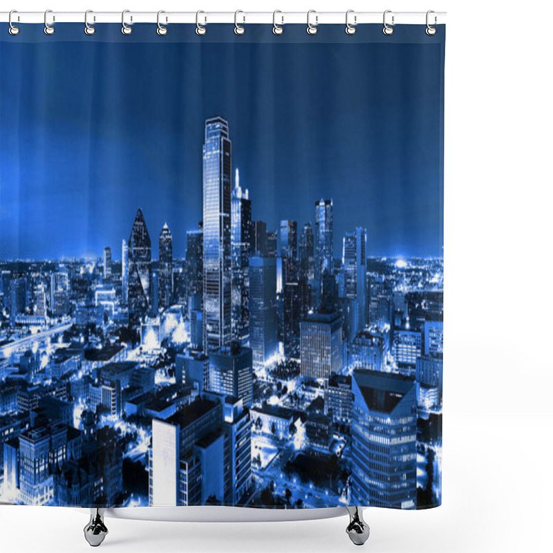 Personality  Skyscrapers, City Of Dallas At Night, Texas, USA Shower Curtains