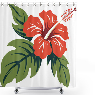 Personality  Hibiscus Flower Vector Illustration For Logos, Tattoos, Stickers And Wall Decors Shower Curtains