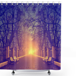 Personality  Footpath In A Fabulous Autumn City Park Shower Curtains