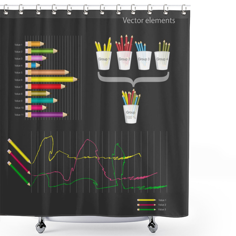 Personality  Set Of Infographic Vector Elements - Colored Pencils Shower Curtains
