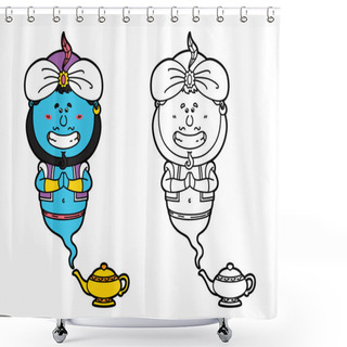 Personality  Funny Genie. Shower Curtains