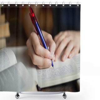 Personality  Child Writing On Notepad Shower Curtains