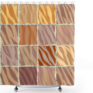 Personality  Abstract Brown Animal Exotic Pattern In Patchwork Style. Shower Curtains