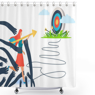 Personality  A Woman In The Face Of Fears. Fear Does Not Allow You To Move Forward Towards The Goal. Fears And Limitations In The Head, In Thoughts, In The Brain. The Concept Of Psychology And Complexes. Flat Shower Curtains