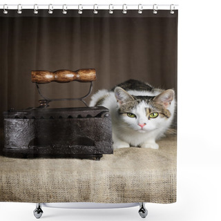 Personality  Cat And Iron Shower Curtains