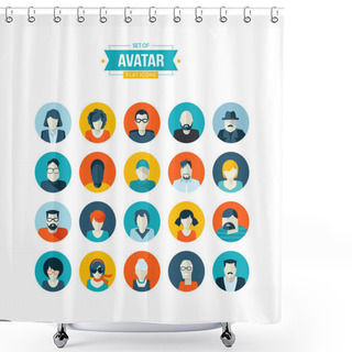 Personality  Set Of Avatar Flat Design Icons Shower Curtains