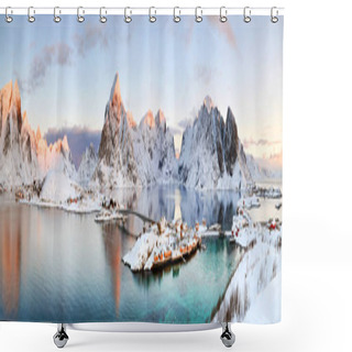 Personality  Beautiful Morning In Norway - Lofotens - Sakrisoy Panorama Shower Curtains