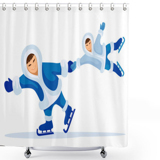 Personality  Smiling Eskimo Man With Child Shower Curtains