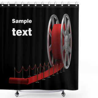 Personality  Cinema Film Roll And Red Carpet Isolated. 3d Illustration. High Resolution Shower Curtains