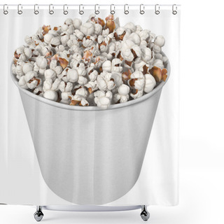 Personality  White Glass With Popcorn, 3d Illustration Shower Curtains